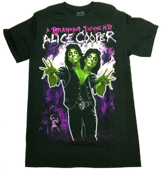 

alice cooper a paranormal evening with alice cooper t-shirt new official, White;black