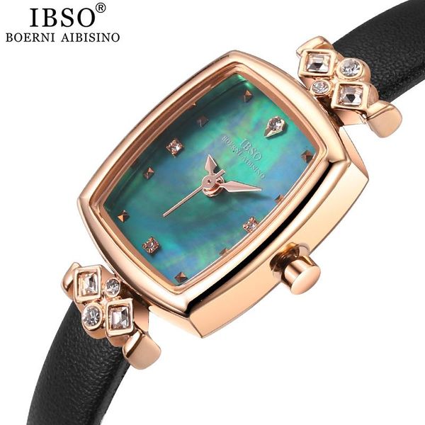 

wristwatches ibso brand fashion women watches 2021 genuine leather strap ladies quartz watch waterproof, Slivery;brown
