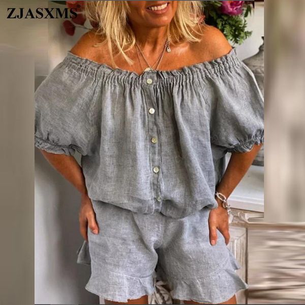 

women's tracksuits spring leopard print patchwork cotton linen set women slash neck button shirt and flare shorts suit autumn pullover, Gray