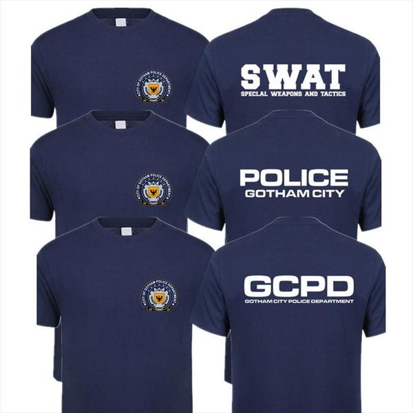

gotham city police short sleeve mens t shirts gcpd swat man qr 034, White;black