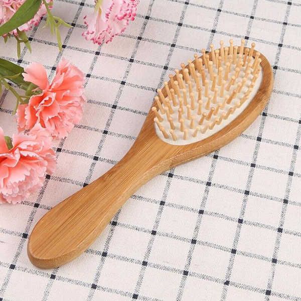 

natural bamboo healthy care massage hair combs anti static detangling airbag hairbrush hair styling tool