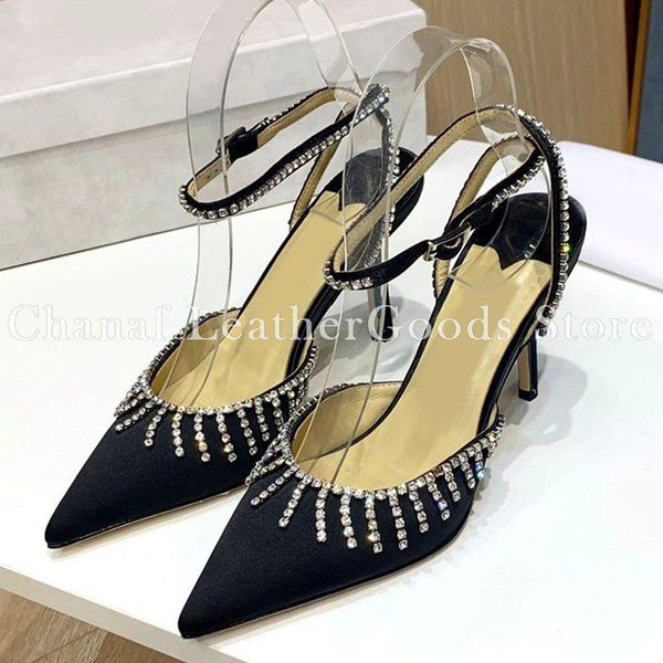 

dress shoes luxury high heel real silk sandals womens designer stiletto heels sandal women wedding party diamond shoe black