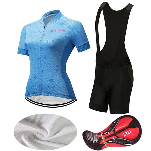 

racing sets women summer lycra bicycle jersey bib gel set 2021 cycling clothing skinsuit female road bike clothes shorts dress mtb suit kit, Black;blue