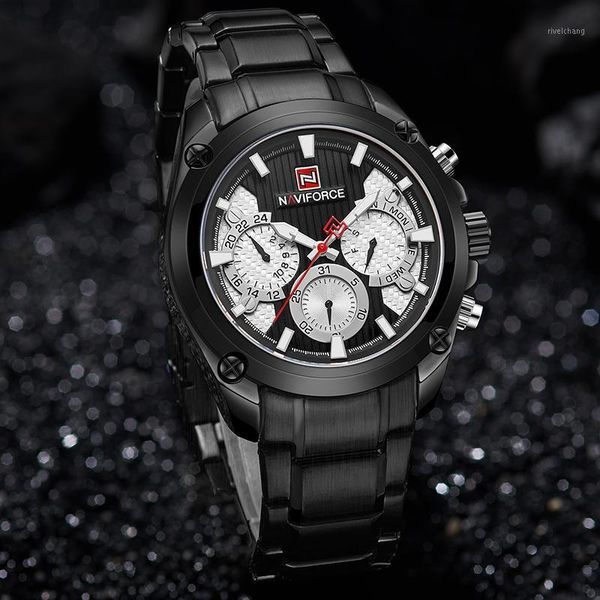 

wristwatches naviforce watch men military sport waterproof quartz wristwatch male business clock mens watches relogio masculino, Slivery;brown