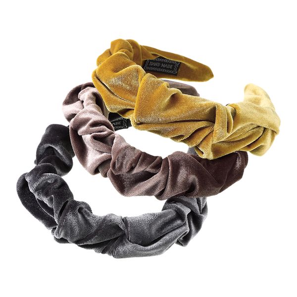 

wide winter flannel hairband pleated velvet headband solid bezel turban women girl hair accessories headwear head hoop, Silver