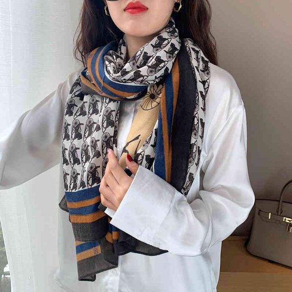 

70% off design autumn and new scarf women's korean version cotton hemp hand feeling air conditioning room warm shawl over dual-purpose, Blue;gray