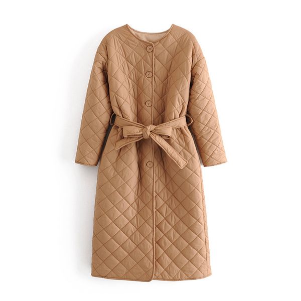 

down autumn winter women long padded loose warm cotton coat fashion solid jacket with belt, Black