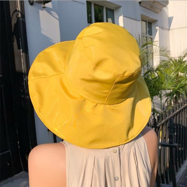 

wide brim hat women beach hats oversized fashion ladies summer new 2020 uv protection foldable sun shade cap sunhat, Blue;gray