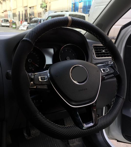 

steering wheel covers universal carbon + suede cover with marker auto interior decor leather professional choice