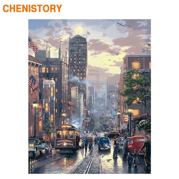 

paintings chenistory frame diy painting by numbers city street night kit canvas picture hand painted oil for home decoration gift