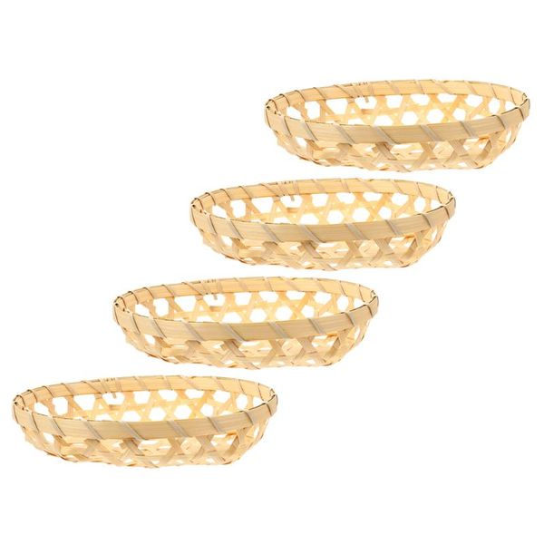 

storage baskets 4pcs bamboo woven basket oval personalized egg holder food server