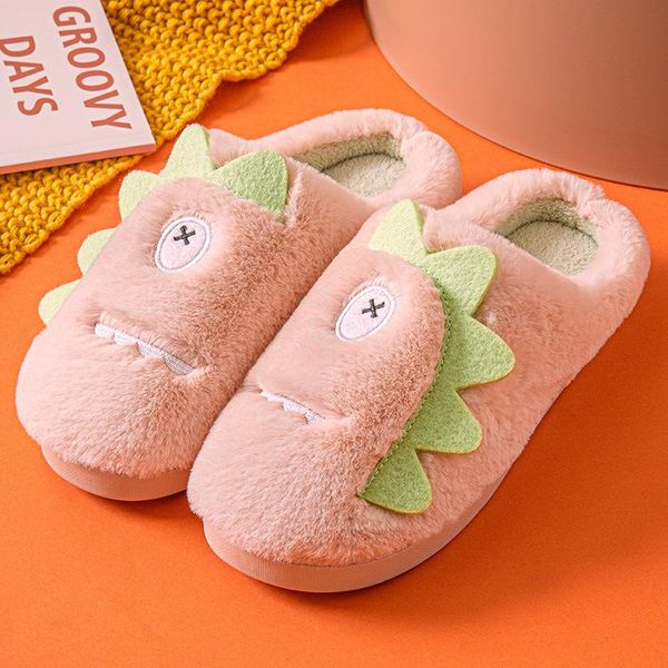 

women warm plush cartoon design shoes anti-slip indoor home floor slippers soft sole comfortable men footwear female, Black