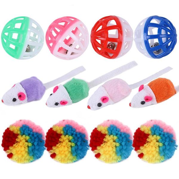 

12/16pcs pet cat toys set feather mouse toy interactive training plastic kitten balls funny cats accessories