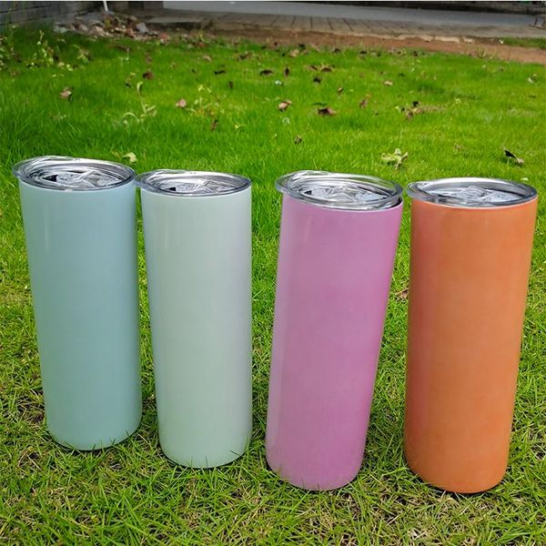 

water bottles 5pcs/lot sublimation uv 20oz straight skinny tumbler with seal lids stainless steel vacuum insulated cups sunlight sensing
