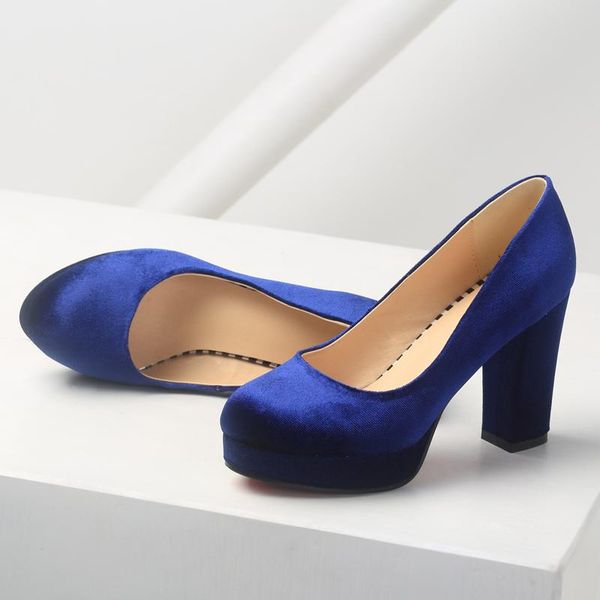 

dress shoes elegant women's high heels woman fashion flock blue red heeled party wedding female pumps 2021, Black