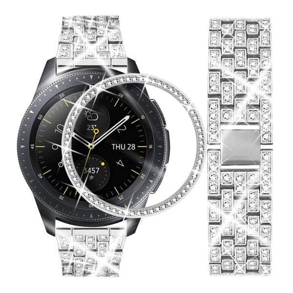 

watch bands bracelet for galaxy 4 classic bezel ring 42mm 46mm stainless steel wrist band watch3 45mm 41mm strap, Black;brown