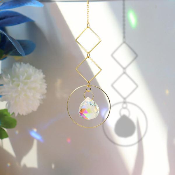 

garden decorations crystal suncatcher iron ring prisms hanging rainbow chaser lighting accessories for window curtains pendant home car gift