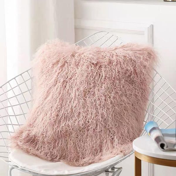 

cushion/decorative pillow cx-d-04 super soft plush seat cushion cover 45x45cm real mongolian lamb fur chair