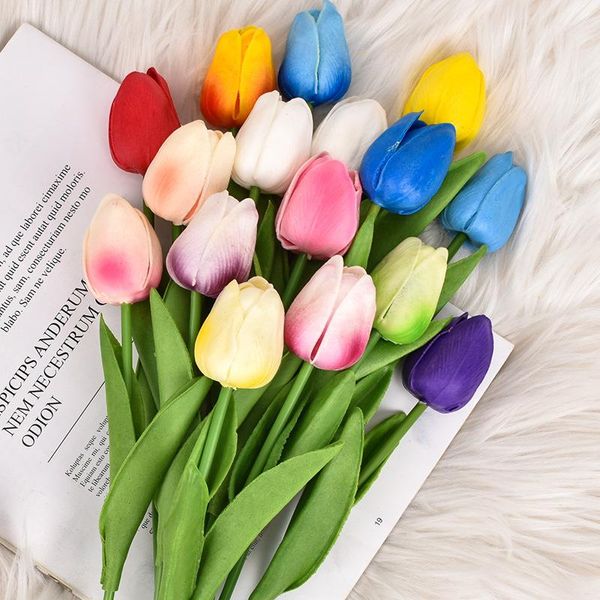 

decorative flowers & wreaths 1pc 30cm real touch pu tulips artificial for home garden bedroom decoration flores artificiales para decoracion