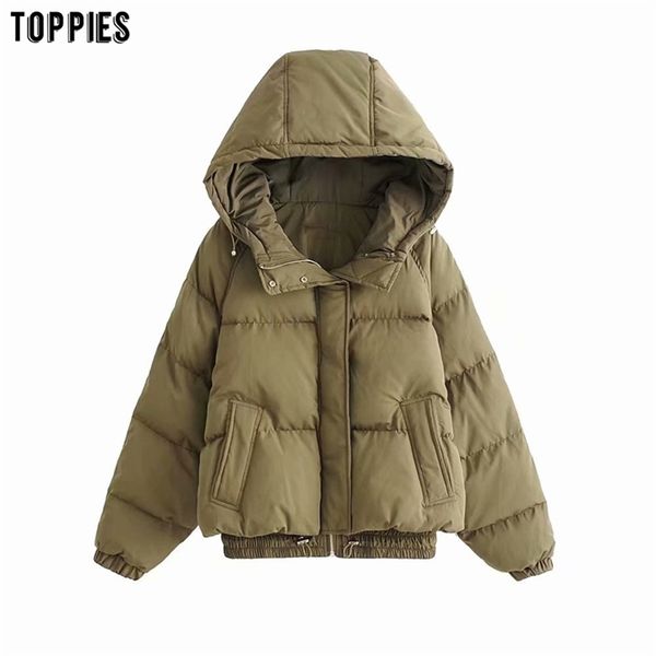 Winterjacke mit Kapuze Mantel Frau Parkas dicker Puffer Mode Outwear 210421