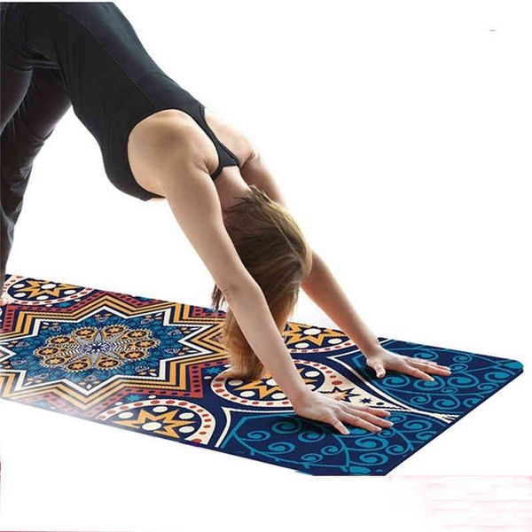 

natural rubber folding professional printed yoga mat thin widened yoga towel women's non slip washable portable fitness