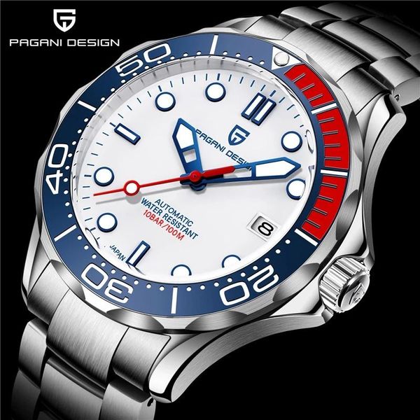 

wristwatches pagani design japan nh35 men automatic watches 007 commander sport wristwatch mechanical watch 2021, Slivery;brown