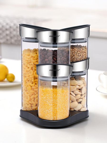 

storage bottles & jars food glass set transparent grains seal fridge organizer bocal en verre small container 50sng