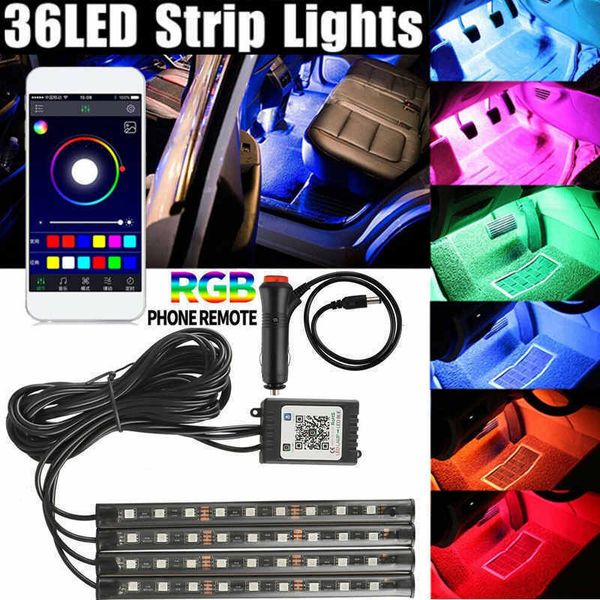 

4pcs 36 led car interior atmosphere neon lights strip with app control bluetooth