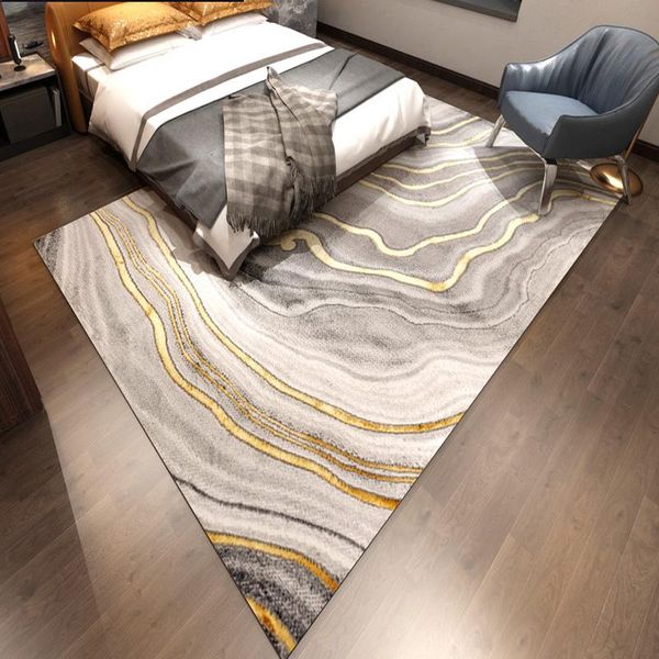 

carpets fashion rendering carpet nordic style gold abstract line stone pattern bedroom living room crystal velvet floor mat