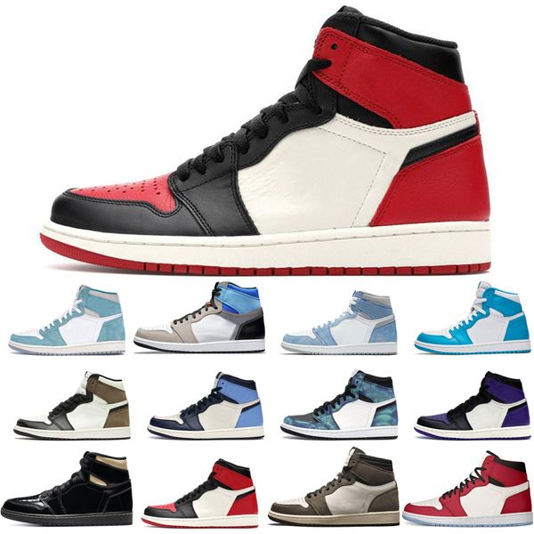 

brand new 1s man's basketball shoes turbo green hyper royal unc dark mocha obsidian tie dye court purple bred toe cactus jack twist uni