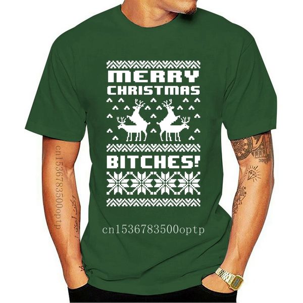 

2021 fashion merry christmas bitches t shirt xmas ugly sweater humping reindeer funny tee, White;black