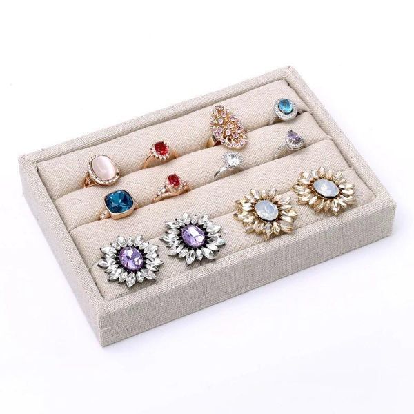 

jewelry pouches, bags small korea linen ring display tray jewellery plate gray velvet, Pink;blue
