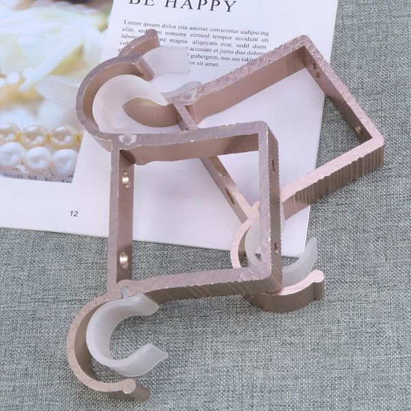 

shower curtains 2pcs curtain rod aluminium alloy thick double hook mounting bracket(rose gold)