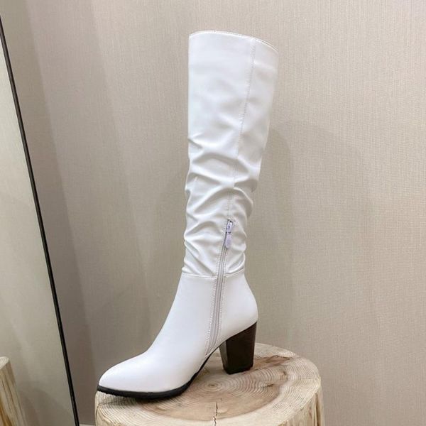 

women knee boots high heel women shoes fashion winter shoes thin toe boots party lady daily footwear size 32-43, Black