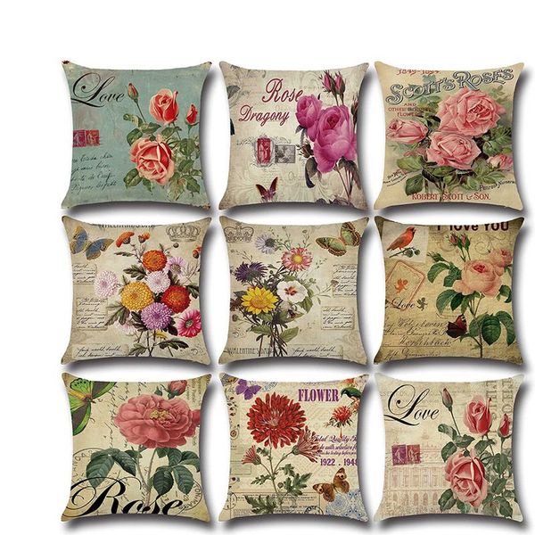 

cushion/decorative pillow decorative cushions american style country rose case mediterranean nordic car cushion cover linen throw pillows ho