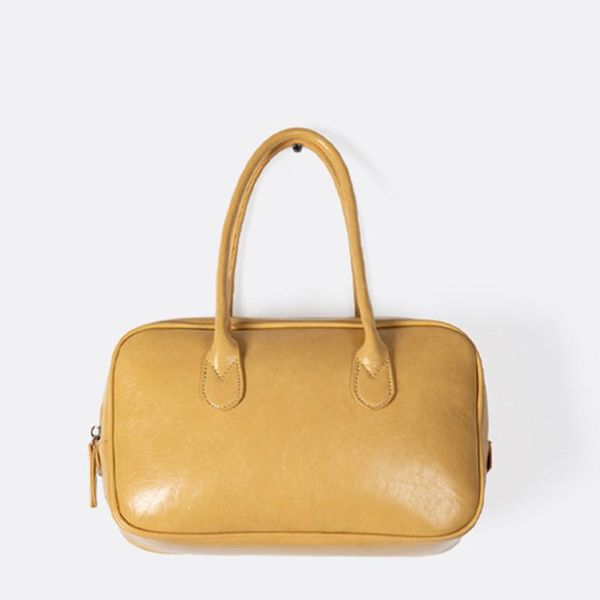 

evening bags women fashion solid color all-match handbag elegant concise underarm bag oil wax leather shoulder office daily