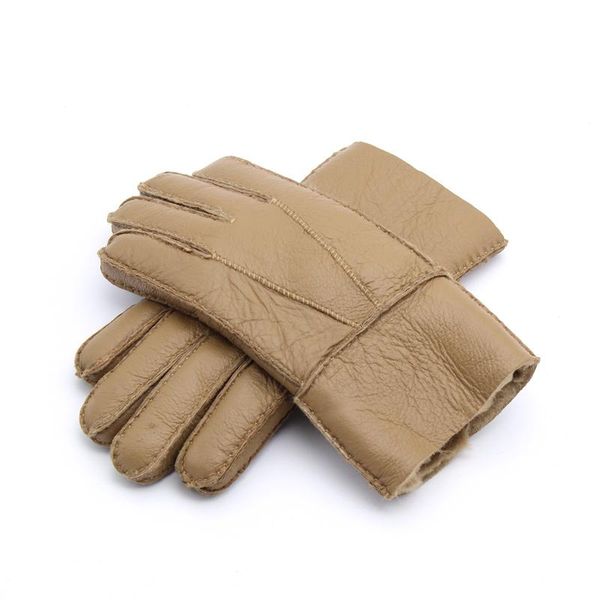 

fingerless gloves harssidanzar 2021 mens genuine leather with sheepfur for winter, Blue;gray