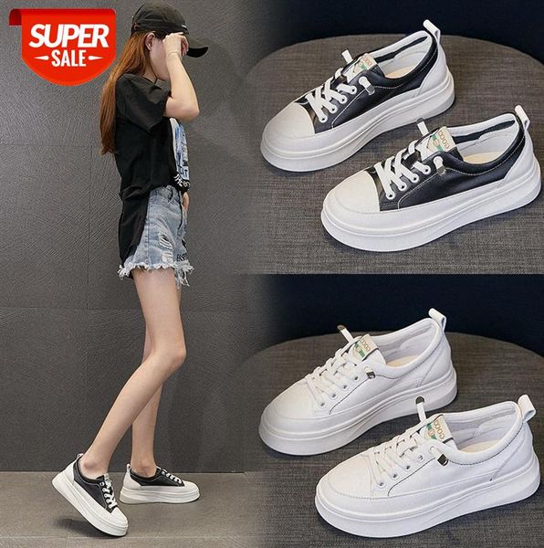 

women's leather white shoes, lazy platform all-match thick-soled casual shoes #jf4t