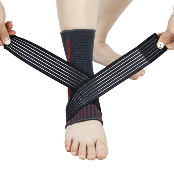 

1pc sprain outdoor sports hiking bandage strap winding elastic fitness nylon gym ankle guard pressurized support pain relief, Blue;black