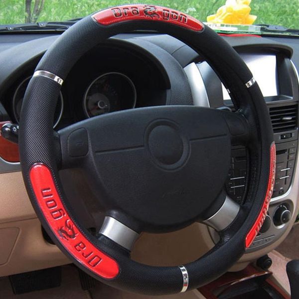 

steering wheel covers car truck pu leather embossed cover universal 38cm steering-wheel styling auto accessories