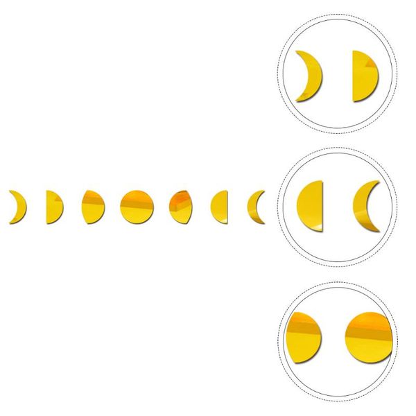 

wall stickers 1 set moon phase decor acrylic mirrors home art ornament