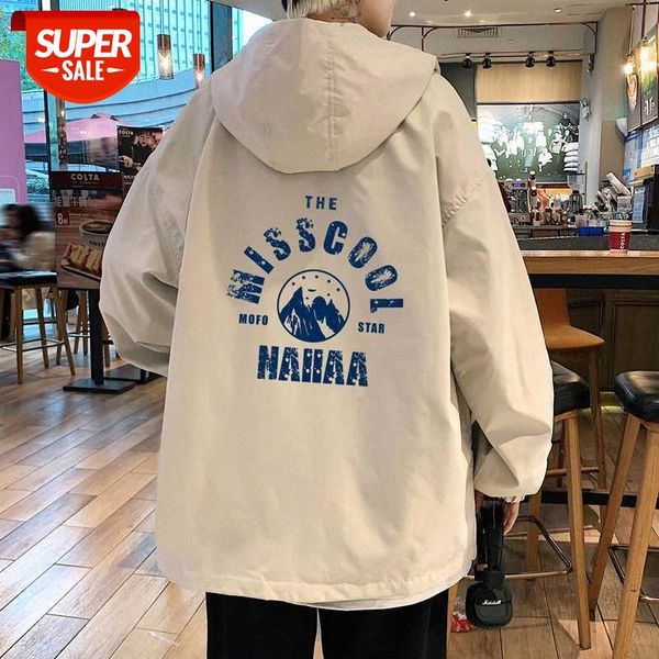 

mountain print jacket men's casual loose all-match clothes #qp4v, Black;brown