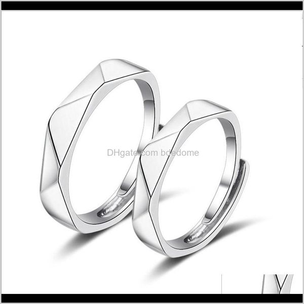 

rings jewelry drop delivery 2021 lovers couple ring brass simple triangle shape finish imitation rhodium plated for woman man opening adjust, Silver