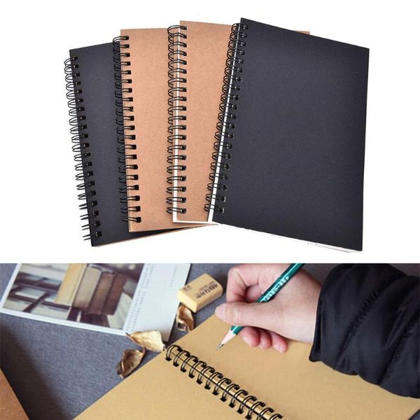 Blank Sketchbook Diray para desenhar graffiti pintura 50 folhas Livro de desenho Kraft Spiral Notebook Escola de Escola Supplies Blocons