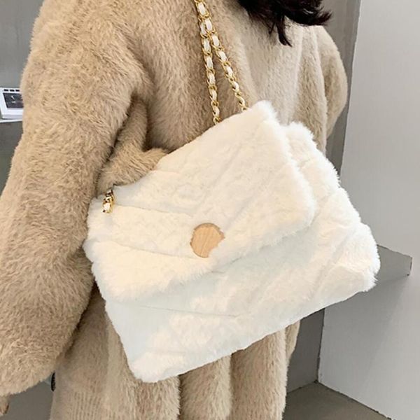 

elegant female square crossbody bag 2021 quality soft plush women's designer handbag high capacity shoulder messenger cross body