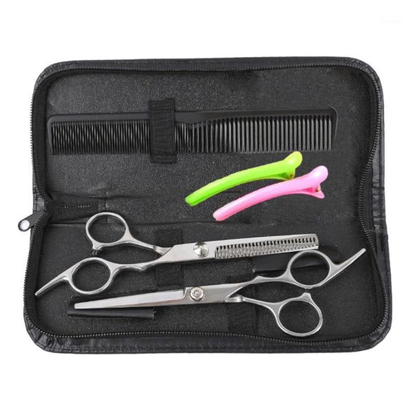 

set of 6pcs professional tooth cutting scissors ergonomics handle hairdressing scissor comb kit portable hair styling tool1