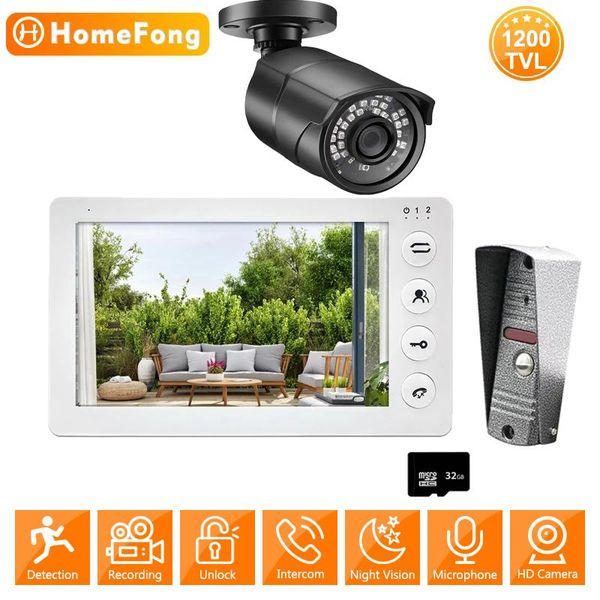 

homefong 7 inch intercom video door phone 1 monitors doorbells cctv camera 1200tvl ip65 with motion sensor unlock record phones