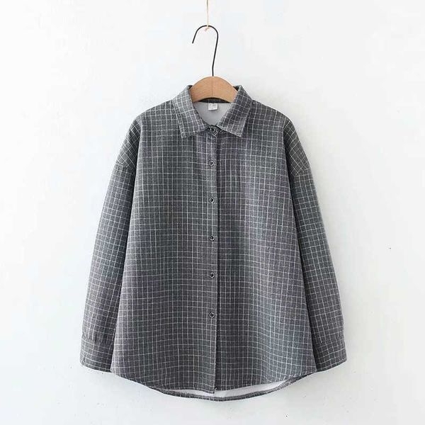 

women's blouses & shirts winter veet plaid women lazy style long sleeve warm lady female clothes np8h, White