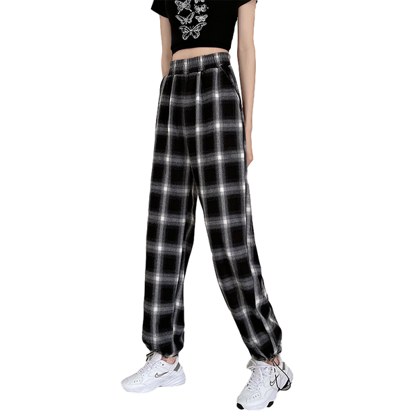 

chackerwork metropolis streetwear women casual fashional trousers korean student youthful thin pants for spring and autumn women's & ca, Black;white