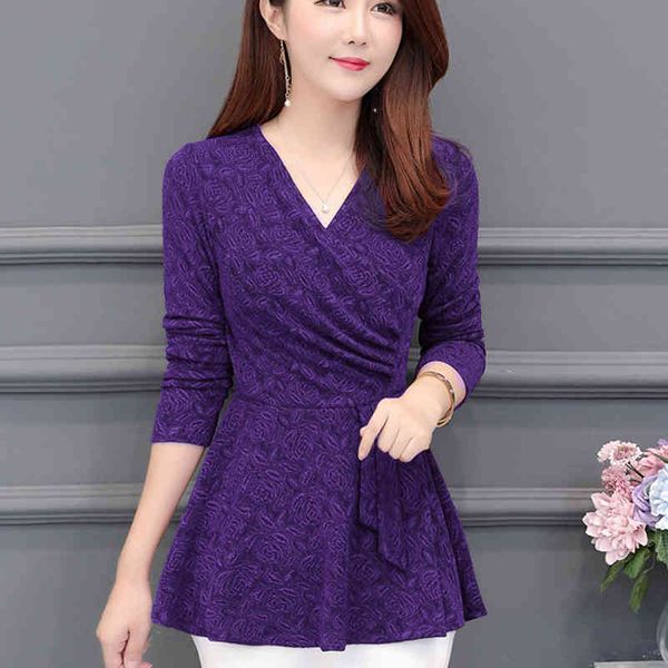 

women's blouses & shirts pullover casual rose flower plushed and thickened women long sleeve v-neck flowers shirt 201j3 kaab, White